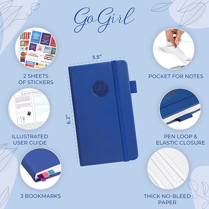 GoGirl Planner and Organizer for Women – Pocket Weekly Planner, Goals Journal & Agenda for Time Management & Productivity. Undated (Royal Blue)