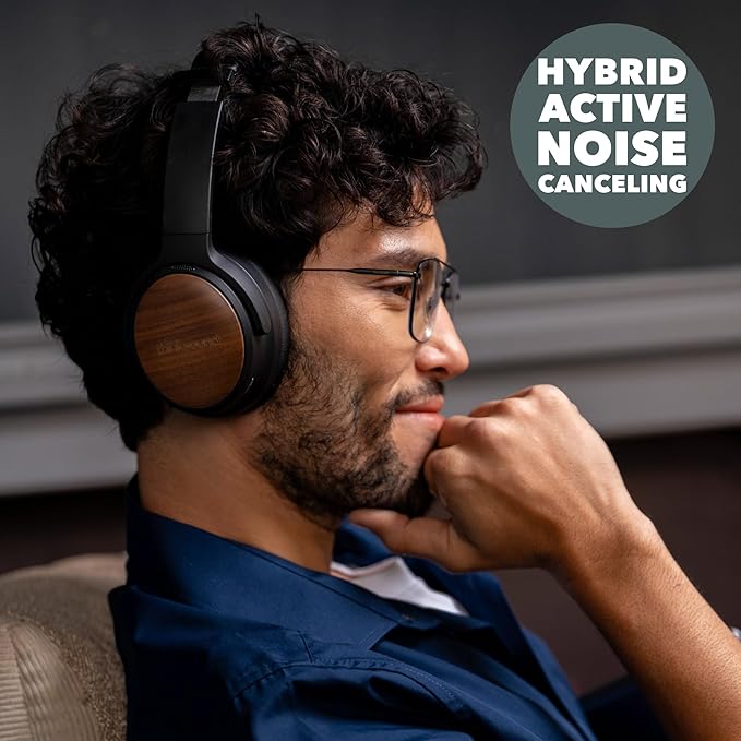 ov202w Over Ear Noise Cancelling Headphones, 100+ Hours of Listening ANC Hybrid Active Noise Canceling Battery Best HiFi Headset for Studio Monitor, Beats, Musicians, Gym, Guitar, Bass