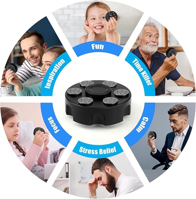 Fidget Spinner Toy for Adults Kids, Cool Black Alloy Hand Finger Spinner, Stress Relief Anti Anxiety Fidget Cube Fidget Toy, Sensory Spinning Desk Toys Gifts Party Favors