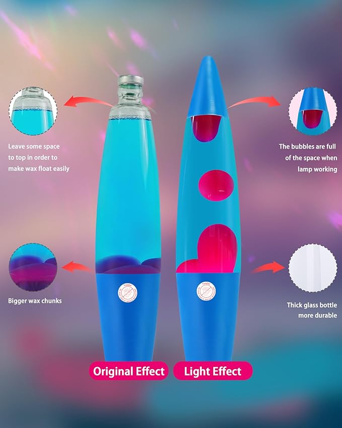 Liquid Motion Lamp Large Adored by Adults and Kids for Years, Motion Lamp with Pink Wax in Blue Water for Boys Girls Bedroom Office Decor, Relaxing Mood Light for Night Birthday Party