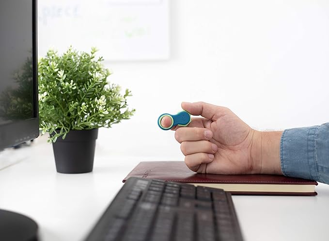 Yogi Fidget Toy – Silent Sensory Spinner for Adults & Kids – Stress Relief Fidgets for ADHD, Anxiety – Fidget Toys for Adults – Includes 5 Finger-Fit Rings – Work, School & Travel – Ocean