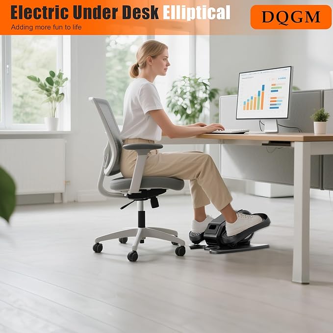 Motorized Under Desk Elliptical Pedal Exerciser – Compact Seated Leg & Foot Trainer with Remote Control – Quiet Electric Exercise Machine for Seniors, Rehab & Office Use