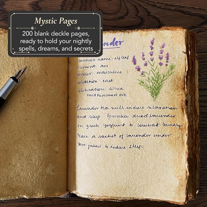 Vintage Leather Journal with Lush Vintage Deckle Paper (5x7 in, Blank) - Spell Book of Shadows - Grimoire Journal - Fantasy Medieval Gifts - Sketchbook - Antique Scrapbook