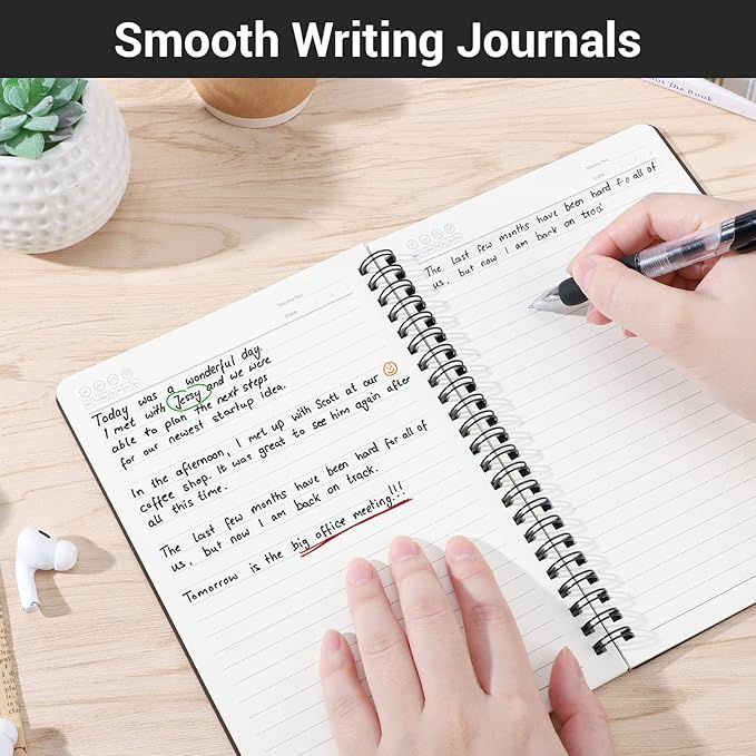 EUSOAR Spiral Ruled Notebook, A5 3packs 5.5"X8.3" 120 Pages Lined Travel Writing Notebooks Journal, Memo Notepad Sketchbook, Office Business Subject Diary Ruled Spiral Book Journal-Coffee Cover