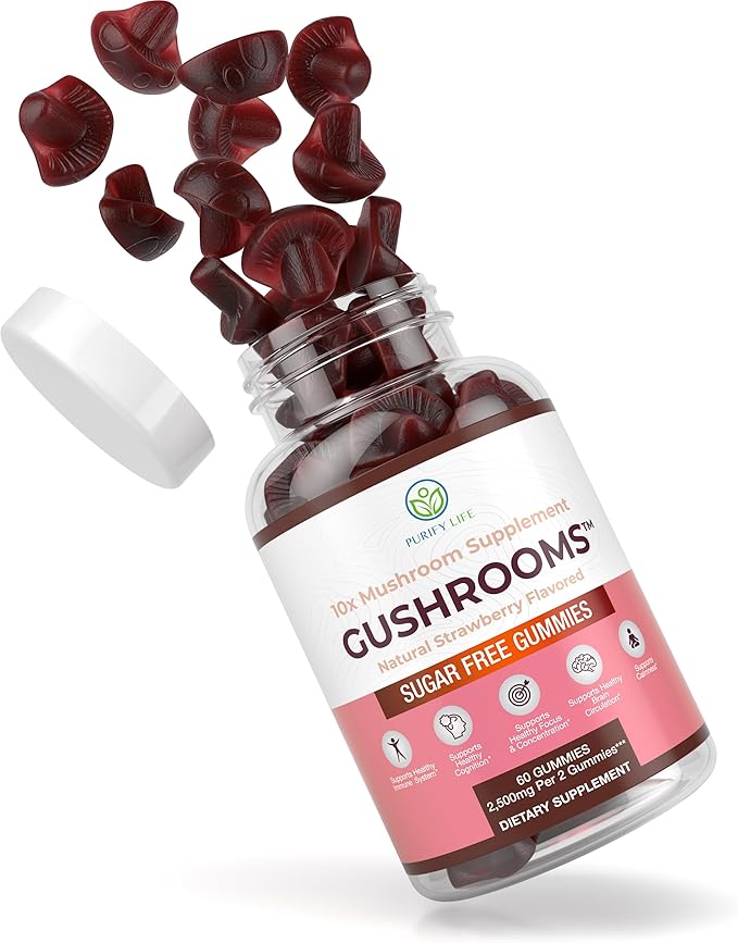 Sugar-Free Mushroom Complex Gummies - Potent 10x Mushroom Supplement with Lions Mane, Chaga, Reishi, Cordyceps Natural Stress Support, Calm Gummies, Nootropic Supplement, No Sugar or Pills