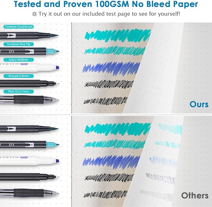 Bullet Dotted Journal, Large A4 Hardcover Leather Journal, 312 Numbered Pages Thick Journal, 100gsm No Bleed Paper Dot Grid Notebook for Women Men, 8.5'' × 11'', Blue