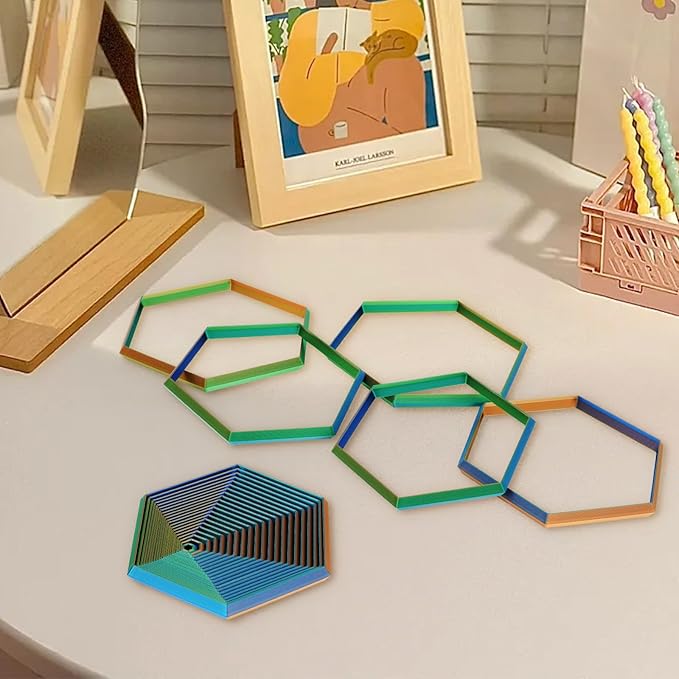 Fractal Fidget Hexagon, 3D Printed Hexagonal Toys,Hexagon Fidget Toy，Infinity Cube Fidget Toy 3D Printed Anxiety Toys for Stress Relief and Desk Fidgeting(5.75in)-(A+B)