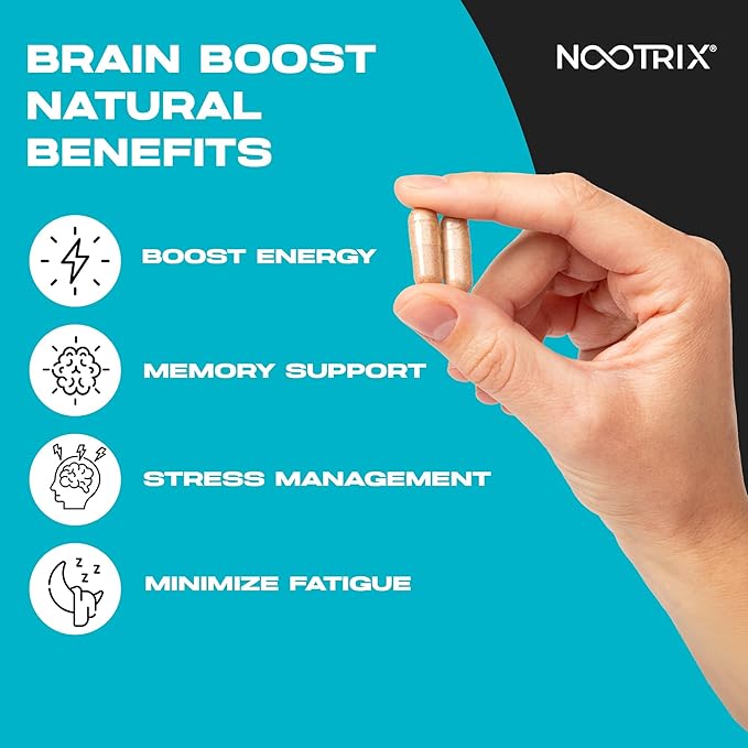 Brain Boost Nootropic Supplement | Supports Memory, Mental Focus, Cognitive Health & Energy | Promotes Healthy Mood & Brain Function | Ginkgo Biloba & DMAE | 60 Capsules