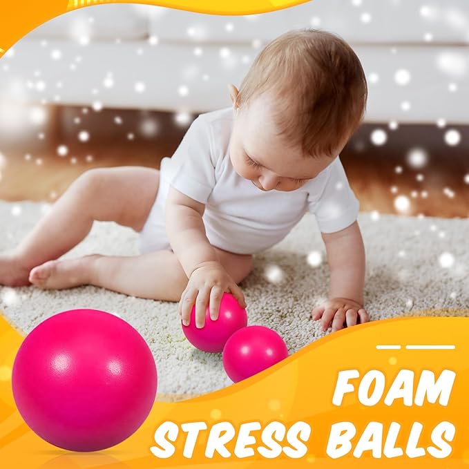24 Pcs Rose red Foam Stress Ball Squeeze Stress Relief Balls for Kids and Adults Hand Exercise Sensory Relief Toys for Anxiety ADHD Autism （Rose red）