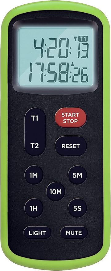 Lavatools KT8 Digital Kitchen Dual Timer & Stopwatch, Backlight, Ultra Loud Alarm, Mute Function, Quick-Set Buttons, Hang Hole, Magnetic for Cooking and Classroom with Lanyard