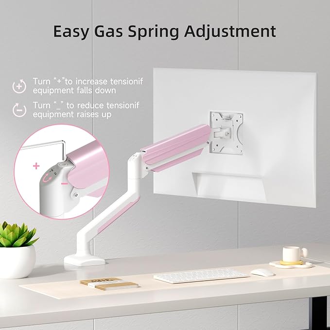 suptek Monitor Mount Stand, Single Gas Spring Monitor Arm Desk Mount Fits 13-32 Inch inch Monitors Weight Capacity up to 9 kg(MD01AWP)