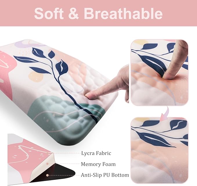 Ospelelf Mouse Pad with Wrist Rest and Keyboard Wrist Rest, Ergonomic Wrist Rest for Computer, Office, Gaming, Pink