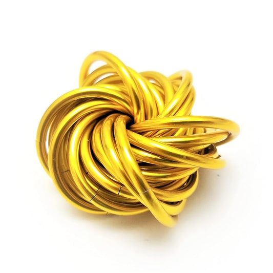 Möbii Fidget Ball (Solid Color): Quiet Mobius ADHD Anxiety Stim Stress Relief Toy Tool for Home Travel Office or Desk (Medium, Full, Gold)