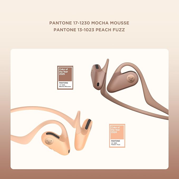 Libratone UP Open Ear Bluetooth Headphones, Weight only 23.5g, dust and Water Resistant, up to 8 Hours of Battery Life, Premium Sound for Workouts and Sports, Clear Calls, limited edition (Peach Fuzz)