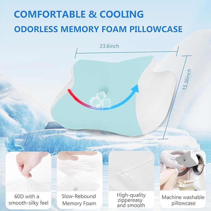 Smart Sound Pillow for Sleep,Tinnitus Sound Therapy & Bluetooth Pillow Speaker Ergonomic Neck Support for Shoulder Cervical Pain Relief,Relaxation and Deep Sleep,Comfortable Breathable,White