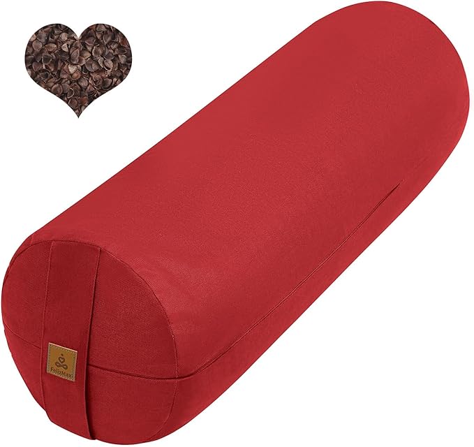 Organic Buckwheat Bolster(24X9 in) Yoga Bolster Supportive Yoga Cushion for Restorative Yoga Accessories Meditation Pillow Reading Pillow Floor Pillow Large Round Cylinder