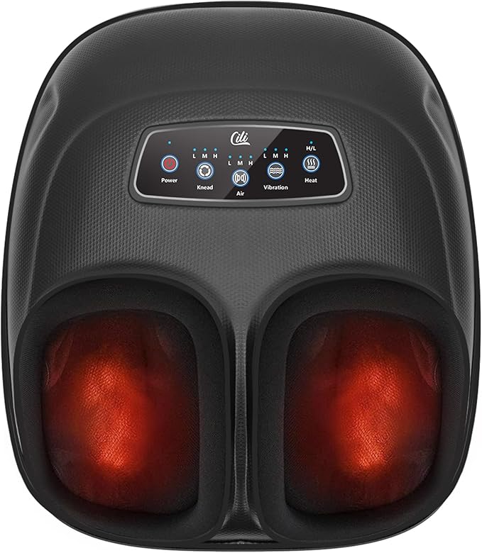 CILI Shiatsu Foot Massager Machine, Electric Heated Feet Massager for Plantar Fasciitis, Kneading Vibration Compression, Detachable Sleeve, Up to Men Size 13, Gifts for Dad Men