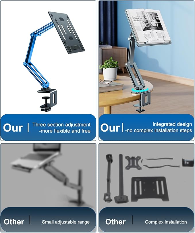 Laptop Mount for Desk, Tablet Arm Mount with 360° Rotating, Aluminum Laptop Tray Adjustable, Foldable Computer Stand/Holder, Fit for 11-17 Inch Laptops (Grayish Green)