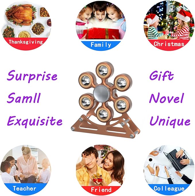 Desk Toys for Fidget Ferris-Wheel Spinner: 4mins Metal Cool-Gadgets Kinetic-Toy, Cool-Stuff for Kid Children Teen Adult EDC-Toy, ADHD Tools Stress Relief for Office Home School Men Woman Christmas