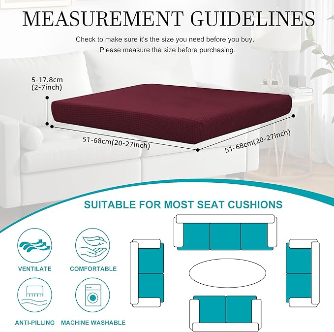 14Pcs Stretch Patio Cushion Covers,Outdoor Couch Covers Replacement,Outdoor Couch & Sofa Slipcovers,for Patio Furniture Cushion Covers,Washable Reusable Furniture Protector (Wine red,Cover Only)