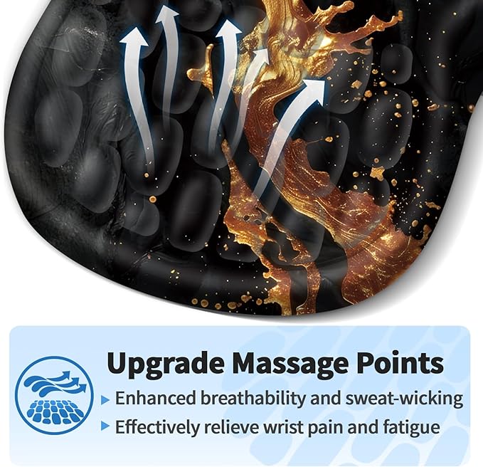 Ergonomic Mouse Pad with Wrist Rest Support, Mousepad with Comfortable Memory Foam Wrist Rest and Non-Slip PU Base for Pain Relief, Computer, Laptop, Office, Home (Gold)