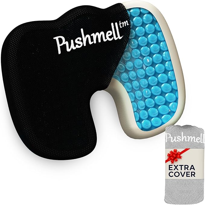 Gel & Memory Foam Seat Cushion for Tailbone & Sciatica Pain Relief – Ergonomic Office Chair & Car Seat Cushion – Chair Cushions for Desk & Home – Includes Bonus Extra Cover