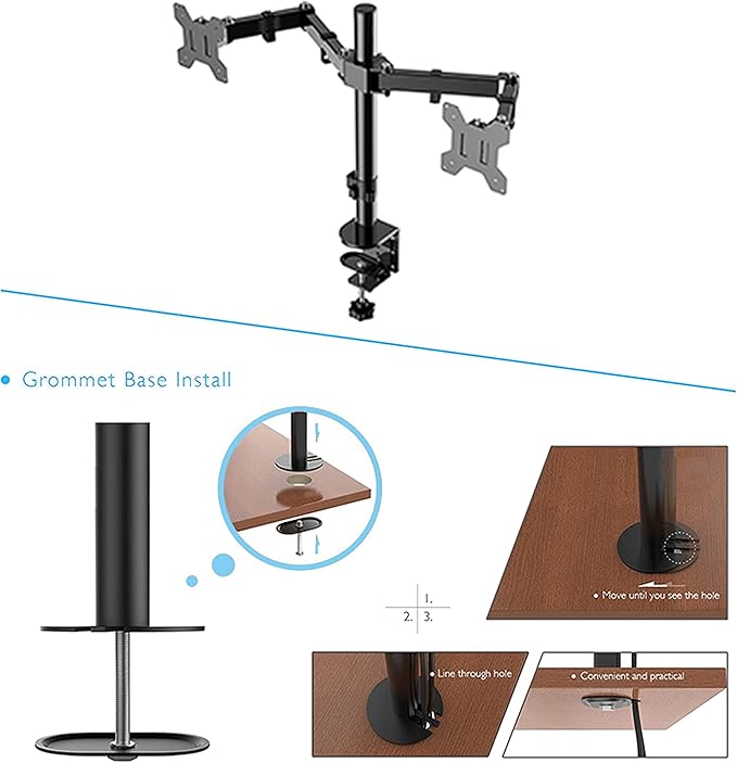 Rocelco 46" Large Height Adjustable Standing Desk Converter with Double Monitor Mount Arm BUNDLE - Quick Sit Stand Up Computer Workstation Riser - Retractable Keyboard Tray - Black (R DADRB-46-DM2)