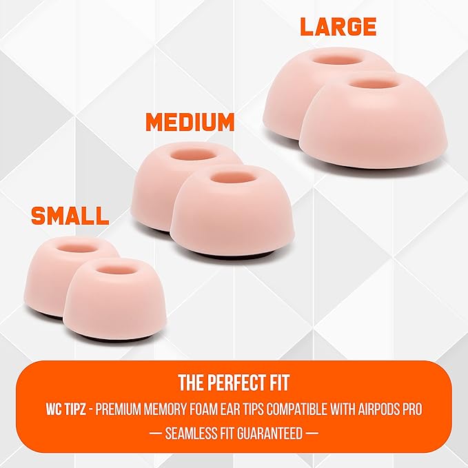 WC TipZ - Upgraded Memory Foam Ear Tips for Airpods Pro Made by Wicked Cushions | Improved Comfort, Tighter Seal, Better Foam Rebound Time | Fits Perfectly in Charging Case | Perfect Pink