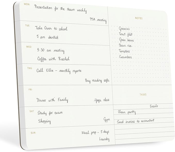 Elegant Weekly Planner Notepad, Undated, 11.22" x 7.87", 52 Sheets (Whole Year), Gold Foil, Tear Off Sheets, Minimalist Work Planner Pad, Weekly To Do List Notepad, Eco-friendly, FSC™ Certified Weekly Desk Planner