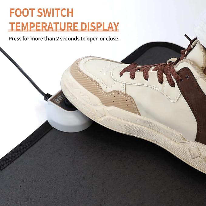 Electric Heated Floor Mats Under Desk, Heated Foot Warmer - 110v Toes Warming Heater for Office and Home (Black)