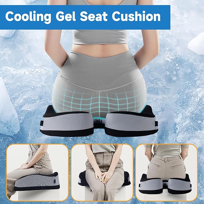 Gel Seat Cushions for Office Chairs Wheelchair Cushion for Long Sitting Back Pain，Memory Foam Seat Car Computer Desk Chair Cushion，Coccyx Cushion for Tailbone Pain Relief Office Chair Butt Pillow