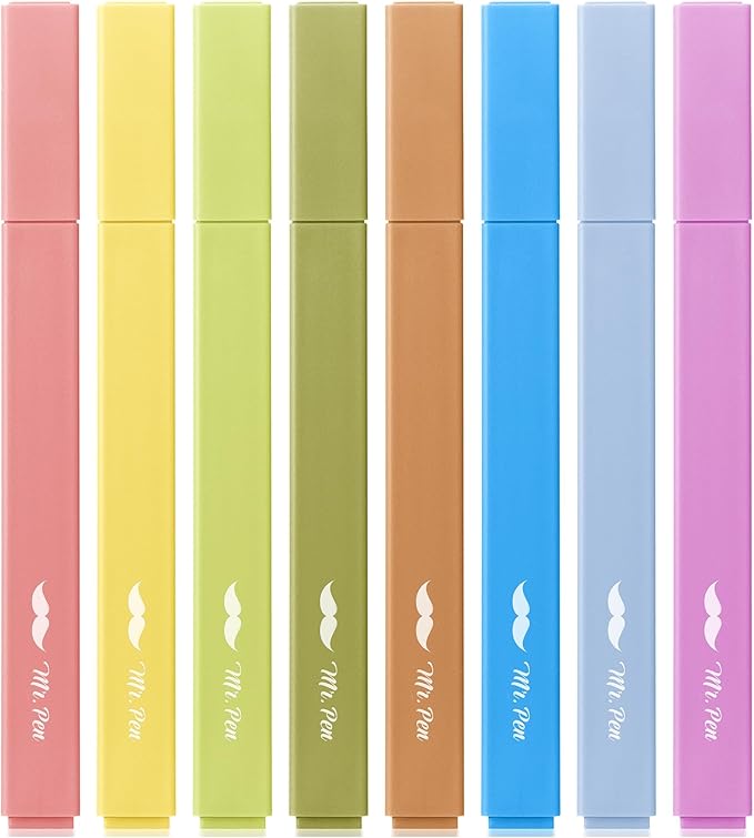 Mr. Pen- Aesthetic Highlighters, 8 Pack, Chisel Tip, Autumn Colors, Cute Highlighters Assorted Colors, Back to School Supplies