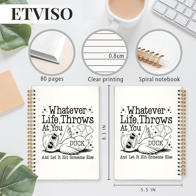 Funny Retro Duck Notebook, Trendy Sunglasses Duck Journal, Animal Lover Gifts Journal, Whatever Life Throws at You Funny Sarcastic Quote Hardcover Spiral Notebooks 5.5x8.3 Inch