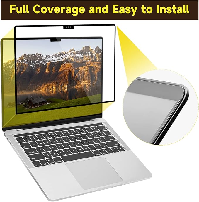 Tempered Glass Screen Protector Compatible with MacBook Air 13''&13.6'' (M2/M3/M4, 2022-2025), Not Anti-Glare, 9H Hardness, No Bubbles/Lines, Anti-Scratch, Clear