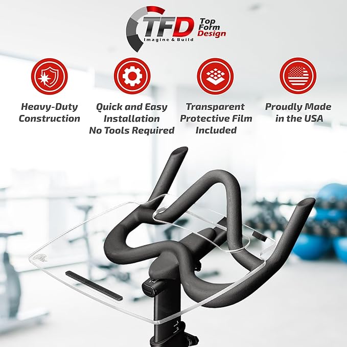 TFD The Tray-E | Compatible with Echelon Connect EX-4S+, EX5, EX-5S-10 & EX-5S-22 (Models), Made in The USA - Desk Tray for Desk Bike - Acrylic Holder for Laptop, Phone, Books & More - Desk Equipment
