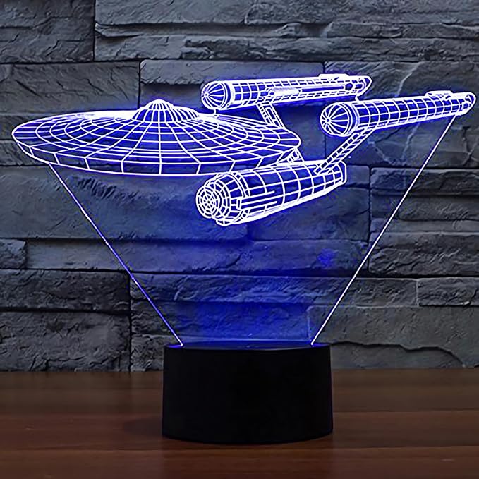 Smalody Night Lights 3D Optical Illusion Multi-Colored Change Touch Controlled Desk Lamp Battleship Bedside Lamp Christmas Gifts and Birthday Gifts