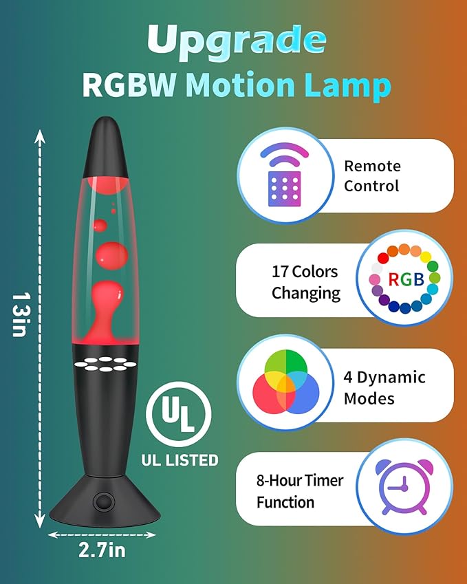 Black Liquid Motion Lamps 17 Colors Changing with Remote, 13.5 Inch LED Night Light for Kids Adults, Mood Lighting Small Table Lamp for Bedroom Nightstand Office Decor, Cool Birthday Christmas Gifts