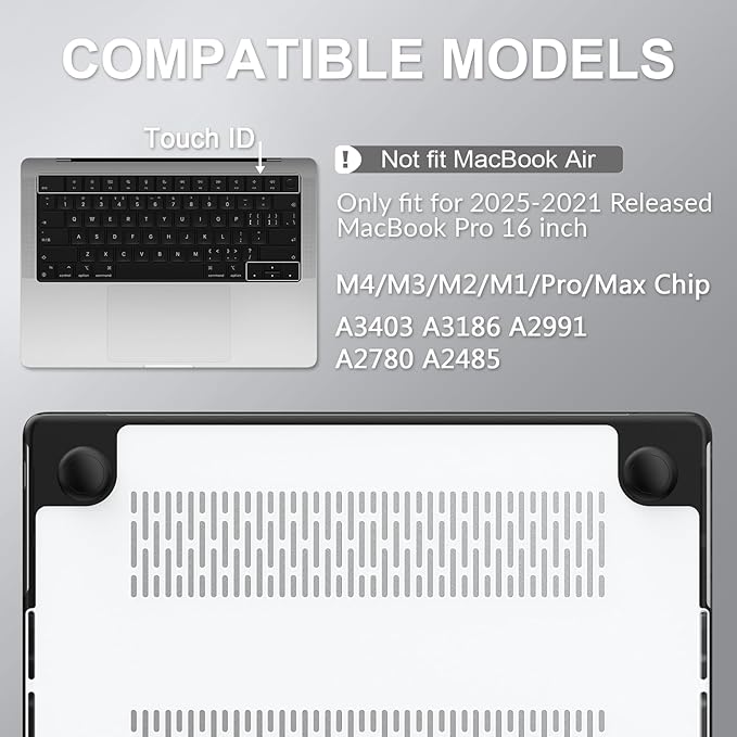 AKIT Compatible with MacBook Pro 16 inch Case 2025 2024-2021 M4 M3 M2 M1 Pro Max A3403 A3186 A2991 A2780 A2485, [Anti-Cracking] Hard Shell Laptop Case&Keyboard Cover&Screen Protector, Clear