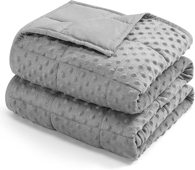 Kivik Weighted Blanket 12 lbs for Adults, Minky Dot Heavy Blankets, Microfiber Reversible Weighted Throw Blankets for All Seasons, Machine Washable, 48"x72" Twin Size, Grey