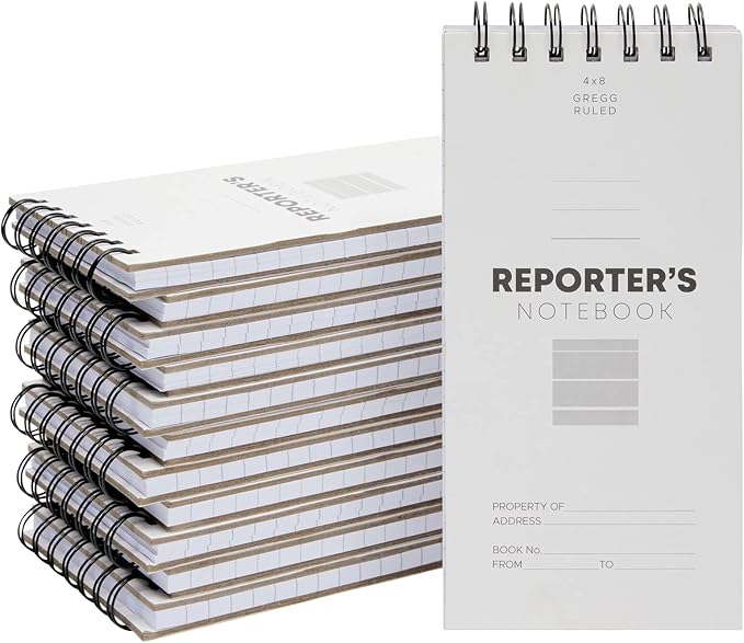 Juvale 12-Pack Reporters Notebook - 4 x 8 in White Top-Bound Spiral Soft Cover - 70 Sheets/140 Pages per Pad - Portable Pocket Notepads for Journalists & Detectives - Durable Lay-Flat Writing