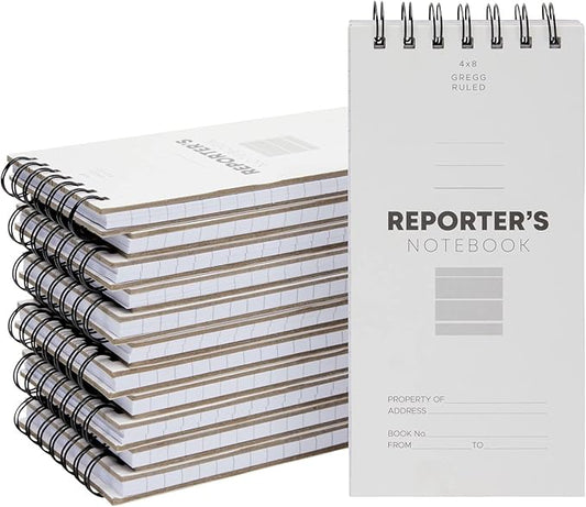Juvale 12-Pack Reporters Notebook - 4 x 8 in White Top-Bound Spiral Soft Cover - 70 Sheets/140 Pages per Pad - Portable Pocket Notepads for Journalists & Detectives - Durable Lay-Flat Writing