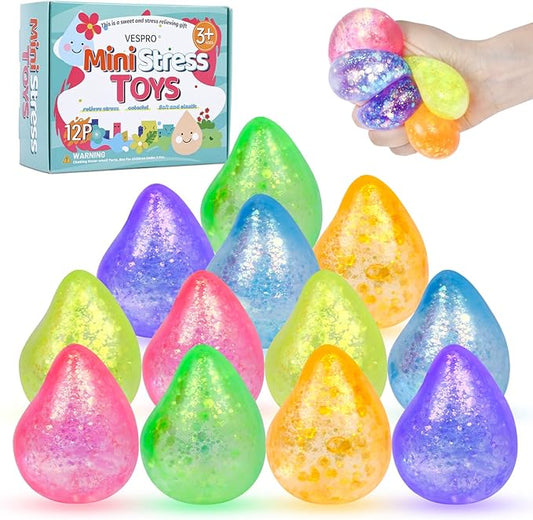 12 Pcak Fidget Stress Balls, Slow Rising Stress Ball for Kids Adults,Hand Therapy Sensory Squishy Ball,Bulk Squishy Squeeze Ball Set and Birthday Party