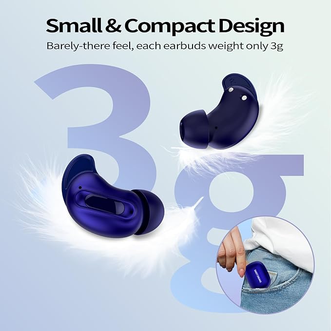 Sleep Earbuds, Mini ANC Wireless Earbuds Bluetooth 5.4 Headphones Deep Bass Stereo, 48H Playtime Ear Buds, 4 ENC Noise Cancelling Mic, In Ear IP7 Waterproof Earphones for Side Sleepers,Touch Control