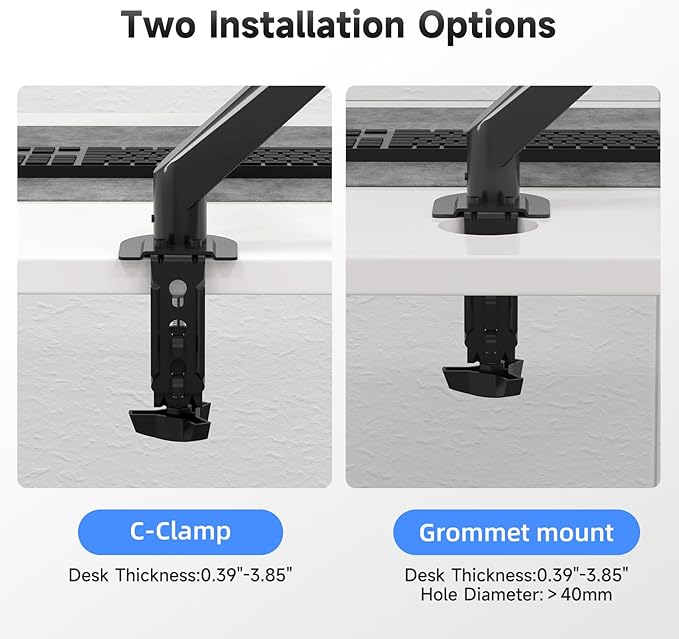 Suptek Single Monitor Arm 13 to 34 Inch,Adjustable Gas Spring Monitor Desk Mount Stand Holds up to 4.4-26.4lbs,VESA Mounting Holes 75/100mm,Black(MDXB)
