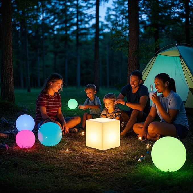 Mr.Go 12-inch Rechargeable Magic LED Light Cube Stool with Remote Control Fun Mood Lamp Soothing Night Light Decorative Lighting for Home Kids Bedside Bedroom Nightstand Nursery Pool Party