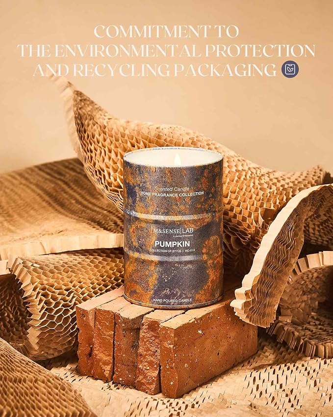 M&SENSE Pumpkin Scented Candles Natural Non Toxic, Aromatherapy Candle for Stress Relief Meditation Relaxing, Housewarming Gifts for Women Men, 11.3oz 70 Hour Long Burning