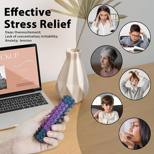 Little Pain Stim Ouchies Fidget Toys for Adults,3D Printed Spiky Pain Stim, Sensory Fidget for Stress & Anxiety Relief, ADHD, Autism,Office Desk Toys, Gifts for Men & Friends (Black Purple)