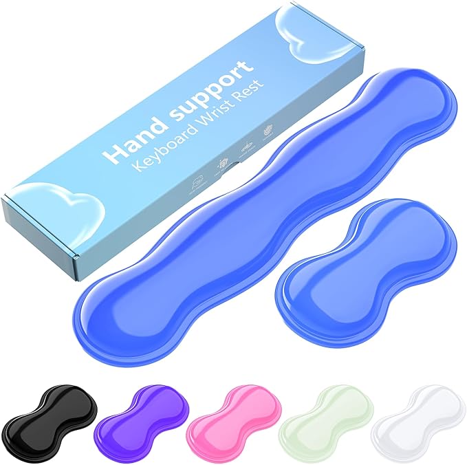 Gel Keyboard and Mouse Wrist Rest Set, Comfort Ergonomic Wrist Support, for Wrist Pain Relief, Computer Keyboard Wrist Rest (Blue)