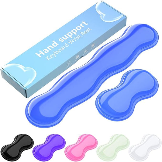 Gel Keyboard and Mouse Wrist Rest Set, Comfort Ergonomic Wrist Support, for Wrist Pain Relief, Computer Keyboard Wrist Rest (Blue)