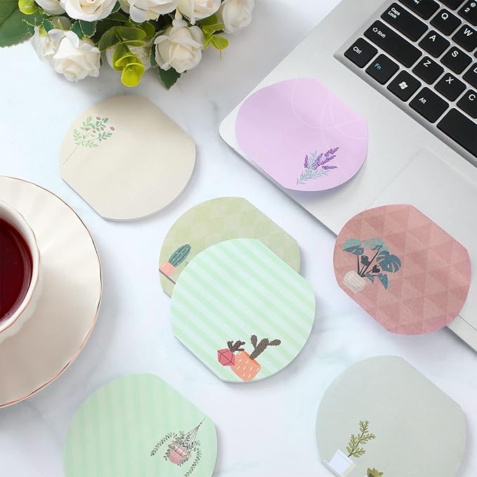 8 Pcs Plant Theme Cute Fishbowl Note Pad Color Sticky Funny Note Pad List Stylish Practical Cute Notepads for Office Home Supplies, 50 Sheets Per Piece(Plant)